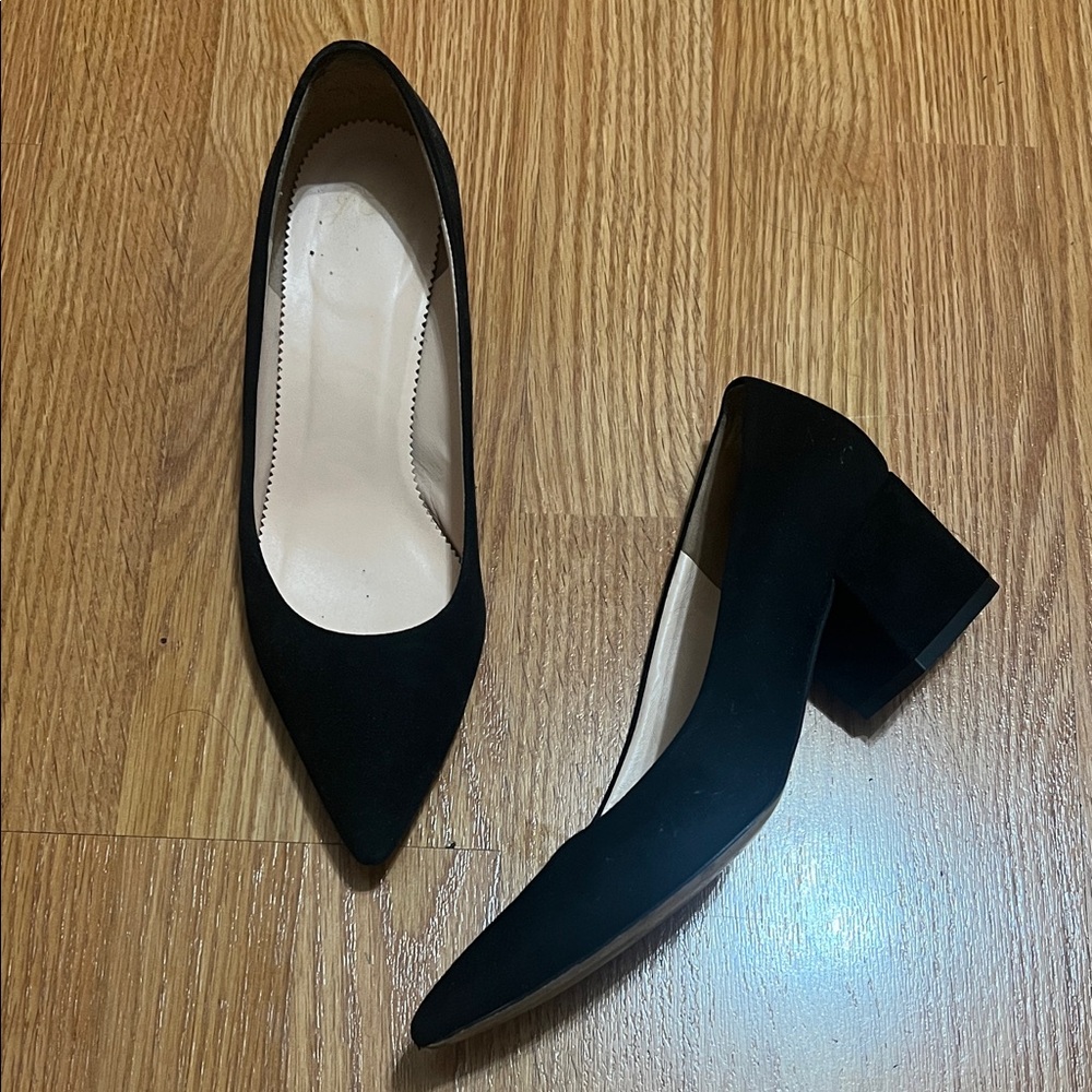 J. Crew Black Velvet Block Heels